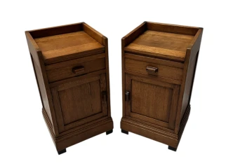Two Art Deco Modernist Nightstands or Bedside Tables, 1920s